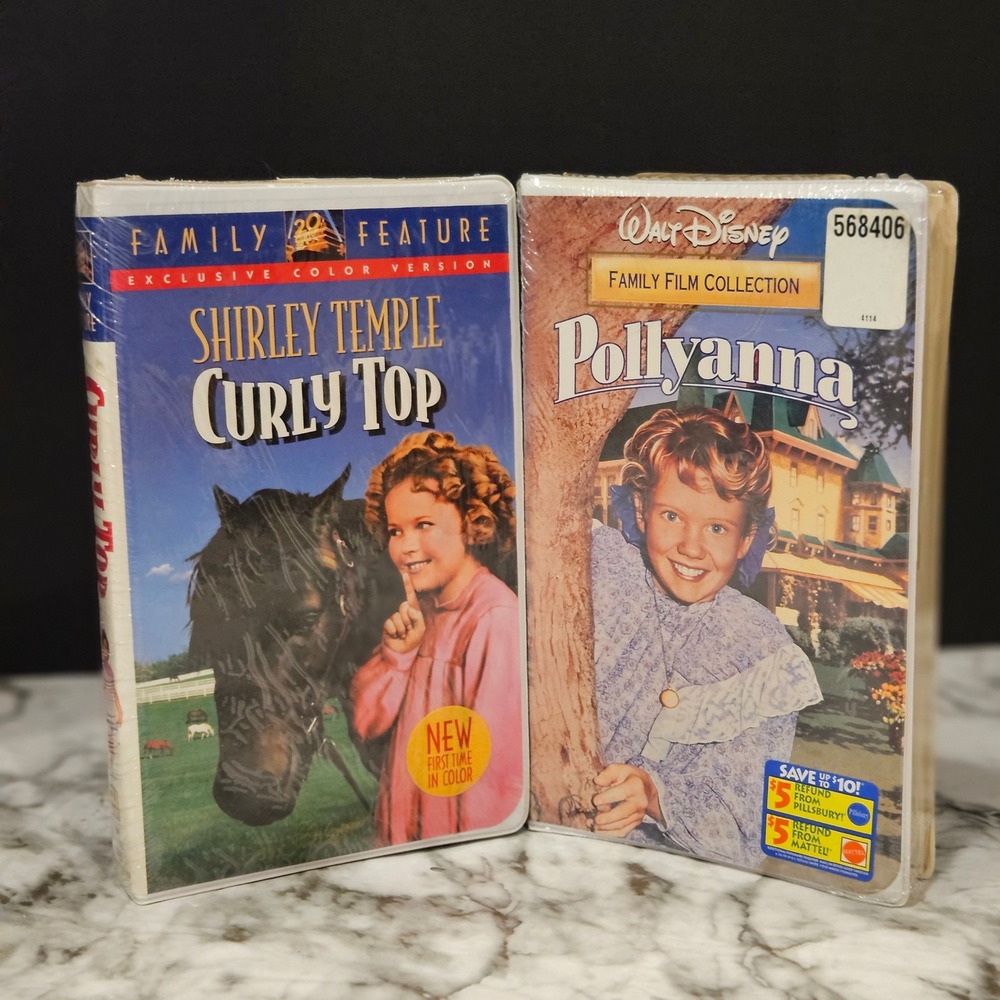 Shirley Temple Curly Top & Pollyanna VHS‎ Set Walt Disney Family Film Collection